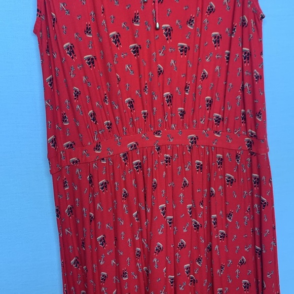 Leifnotes Red Pleated Sleeveless Midi Sundress - Picture 10 of 12